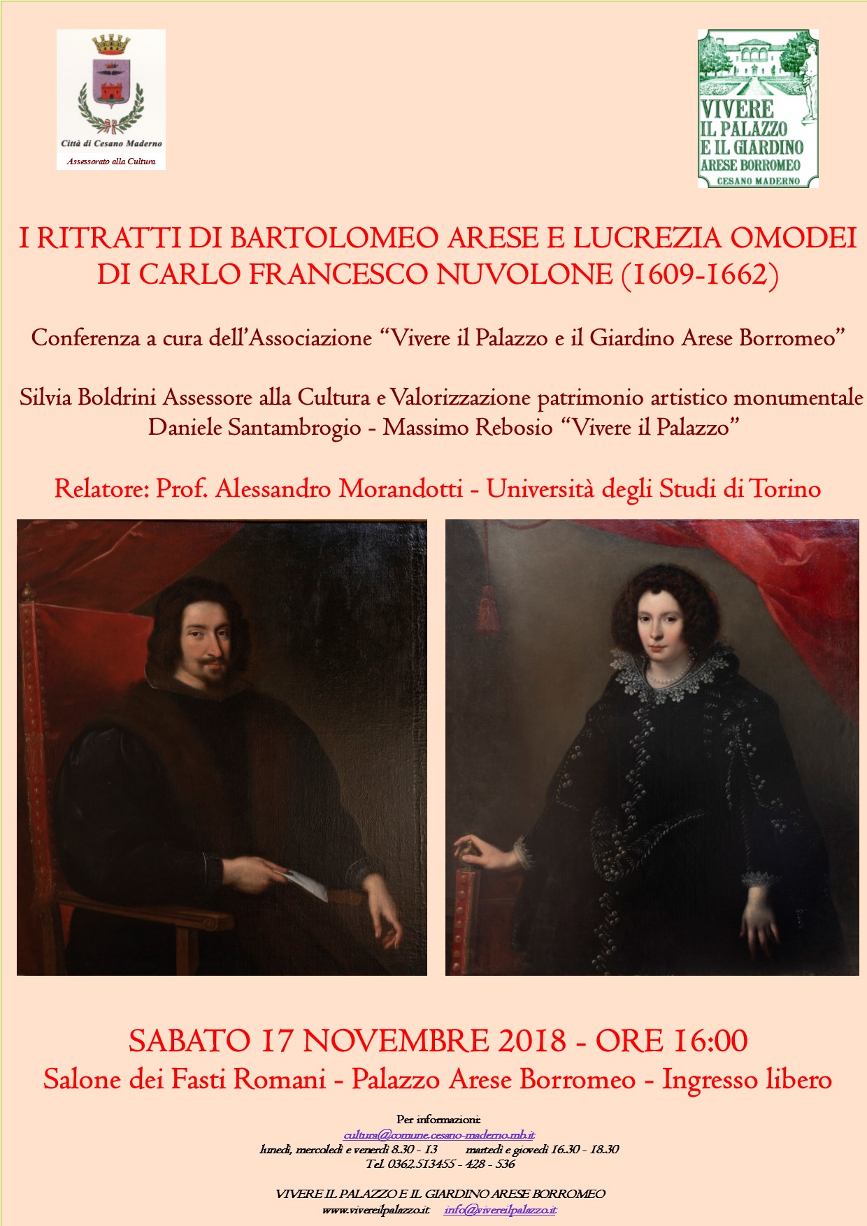 Conferenza su Carlo Francesco Nuvolone e i suoi ritratti di Bartolomeo Arese e Lucrezia Omodei