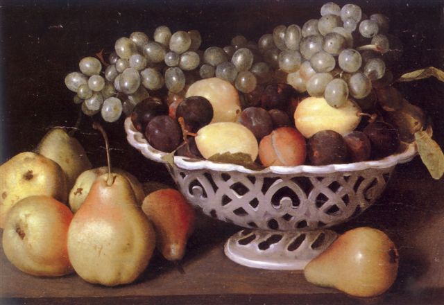 Fede Galizia - Fruttiera con uva, prugne e pere
